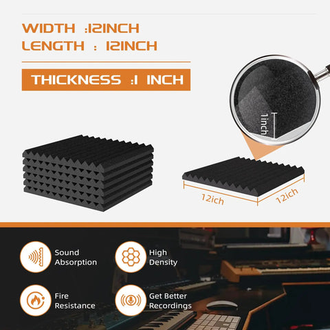 54 Pack Bangin Sound Proof Foam Panels 12x12x1 Inch Quick Recovery Wall Panels dimensions and features