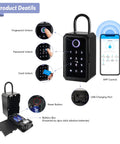 Wireless Key Lock Box With App Access And Bluetooth Ekey Dope Biometric Lockbox features and unlock methods diagram