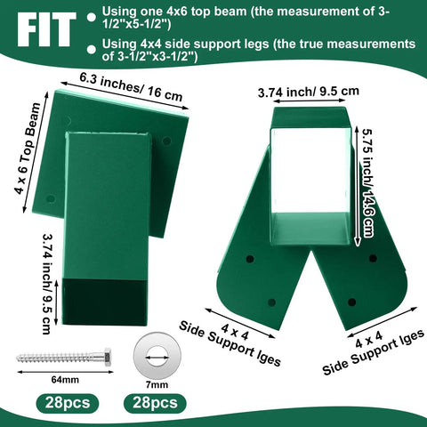 Heavy Duty A Frame Swing Set Bracket Kit With 2 Brackets 6 Swing Hangers Mounting Parts For 4x4 Posts And 4x6 Beams Green Steel Swing Set Hardware For Outdoor Backyard Playground
