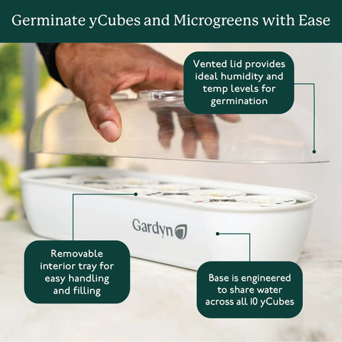 Indoor Seed Germination And Hydroponic Growing Kit For Easy No Fuss Home Gardens with vented lid and removable tray for microgreens.