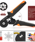 Heavy Duty Ferrule Crimping Pliers For 0.08-16Mm2 Wire Sleeves And Tubular Terminal Set Connector With Precision Die Hsc8 6-4a model showing crimping mechanism at 65 degrees.
