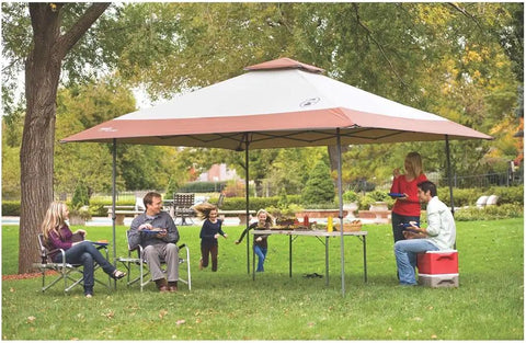 Family enjoying picnic under 13x13ft Instant Canopy Sun Shelter With UPF 50 Plus UVGuard in park setting