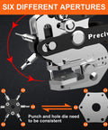 Pro Grade Hole Punch Plier Kit With Revolving Punch Heads And V-Shaped Cutting Edge, Six Hole Sizes for Leather Belts and More