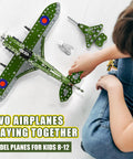 Child playing with Epic 374 Piece Model Airplane Kit For Kids Aged 8 To 12 DIY STEM Building Set, assembling model planes.