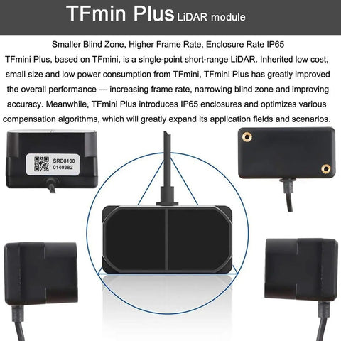 LiDAR module for drones, 12m range, IP65 waterproof with UART I2C IO interfaces for Pixhawk Arduino Raspberry Pi applications.