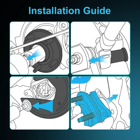 Installation guide steps for Premium 2 Piece Rear Wheel Hub And Bearing Assembly Bolt On Direct Fit Replacement For Kia Soul And Soul Ev.