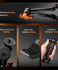 9.8 Inch Magic Arm Clamp Kit aluminum alloy with 360 degree adjustable ball heads and anti-loosening clamp for versatile use