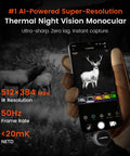 Person using Ultra Clear Thermal Monocular For USB C Phones And Tablets, Night Vision Infrared Camera For iPhone iPad And Android with 512 X 384 Resolution for wildlife observation