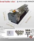 Jaryannix 8 X 24 Inch Metal Lathe Benchtop Machine With Variable Speed Up To 2500 Rpm For Precision Woodworking And Metalworking Projects Featuring Brushless Motor And Digital Display showing dimensions and accessories.