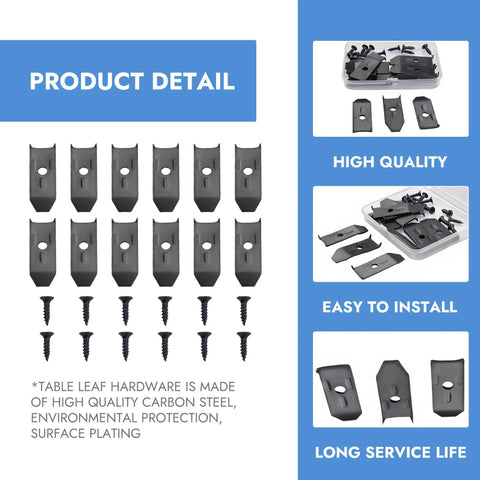 12 Sets Table Leaf Leveler Locks With Buttery Smooth Gliding Bars, Heavy Duty Extension Hardware Kit To Keep Your Drop Surfaces Rock Solid, black metal latches and screws set.