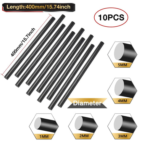 1.5mm Carbon Fiber Rod 400mm For RC Airplanes DIY Craft Matte Pole 15.7 Inch 10Pcs Beefy Strength Lightweight