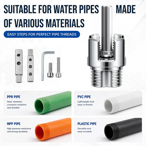 4 In 1 Pipe Tapping And Threading Tool Kit For Home Plumbing Repair, includes tools for PPR, PVC, MPP, and plastic pipes