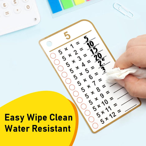Hand wiping Multiplication Mastery Flash Cards 0-12 Set With 91 Cards And Rings, math practice for Grades 2-6 classroom use