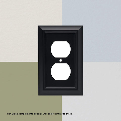 Architectural Matte Black 1 Gang Outlet Cover Wall Plate For Single Duplex Switch Plate Zinc Die Cast Modern Home Electrical Guard Plate 1 Pack Set Premium Quality