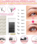 All In One Beginner Lash Extension Practice Kit With Mannequin Head Starter Lash Set Including 0.07D Lashes Glue USB Fan Nano Mister Shampoo Tweezers Under Eye Pads Cleaning Tools And More For At Home Lash Training, featuring false eyelashes and application results.
