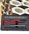 M10x1.25 Stainless Steel Rethreading Tap Set All-In-One 17-Piece Thread Repair Kit with spiral drill and thread inserts