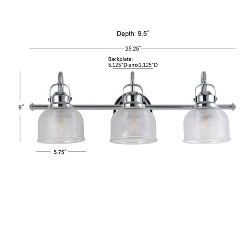 Dope Chrome 3 Light LED Bathroom Vanity Wall Sconce With Clear Glass Bell Shades ETL Listed Includes LED Bulbs Front View