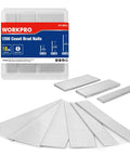 Top Shelf 18 Gauge Brad Nails 1200 Count Zinc Plated Steel Pins 2 Inch 1 1/4 Inch 3/4 Inch showing assorted lengths and packaging.