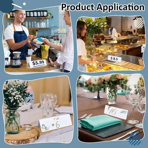 20 Pack Dry Erase Name Tent Cards For Table, 7.9x2.8x2.4 Inches White Reusable Name Plates used in cafes and weddings