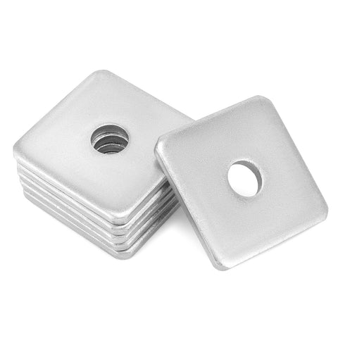 QWORK square galvanized washers; 1/2 in ID, 2x2 in OD, 3/16 in thick; set of anti-loosening fasteners