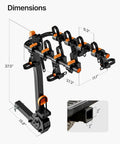 Heavy Duty 4 Bike Hitch Rack for Cars Trucks and SUVs with 2 Inch Receiver Foldable Tiltable 3mm Steel Frame Dimensions