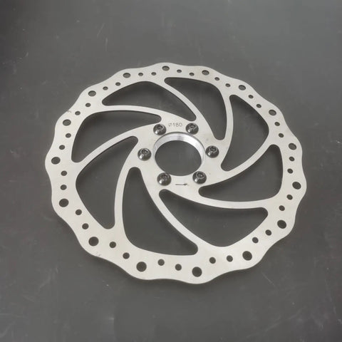 180mm Bicycle Disc Brake Rotor With Flange Adapter For Threaded Hubs Stainless Steel 2mm Thick Silver Finish display