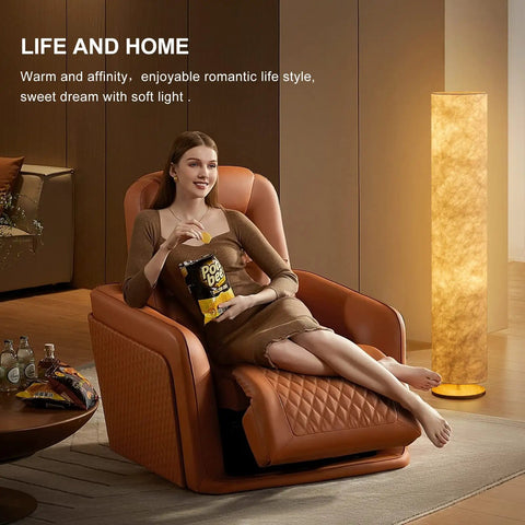 52 Inch Soft Light Floor Lamp With Slim Modern Design Cozy Warm 3000K LED Glow Tyvek Fabric Shade illuminating living room