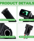 Full Twist Throttle Grip For 48V E Bikes And Scooters With LCD Display And Key Lock No Fuss Plug And Play 3 Pin Connector details