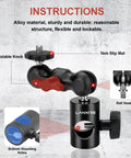 Lanxire 1/4-inch screw mount adapter with dual joint tilt and double ball head, black aluminum, 2-pack.