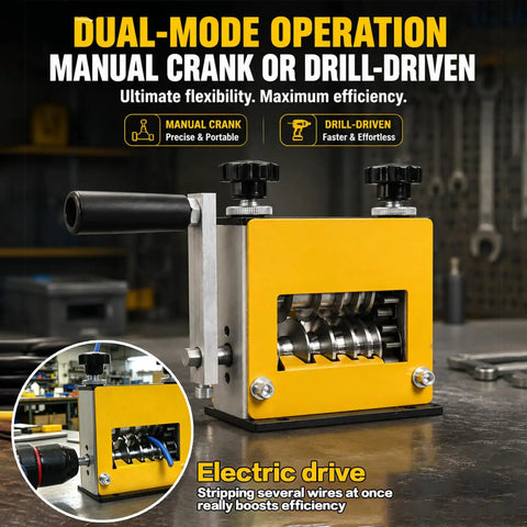 No Sweat Heavy Duty Wire Stripper Machine For Copper Cable 3 To 17 MM And Drill Compatible Stripping Tool with dual mode operation.