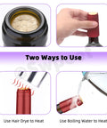 Wine Bottle Cork Stopper Kit With Dope PVC Heat Shrink Capsules demonstrating sealing methods with heat, visible cork and capsule in use.