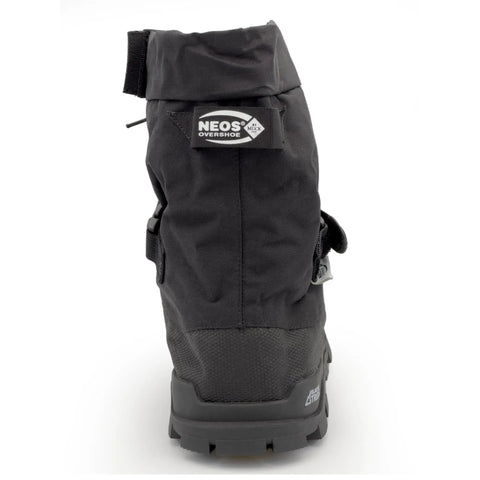 Back view of Rock Solid Ice Grip Winter Hiking Boots With 32 Replaceable Aluminum Studs, durable black nylon construction.