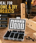 Number Eight Washer Head Screws Kit in Black Coated Finish, 85 Piece Set With Six Common Lengths for DIY and home projects