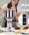 Woman using Beast 2000W Grain Grinder Mill With 550g Capacity Stainless Steel High Speed Pulverizer in home kitchen