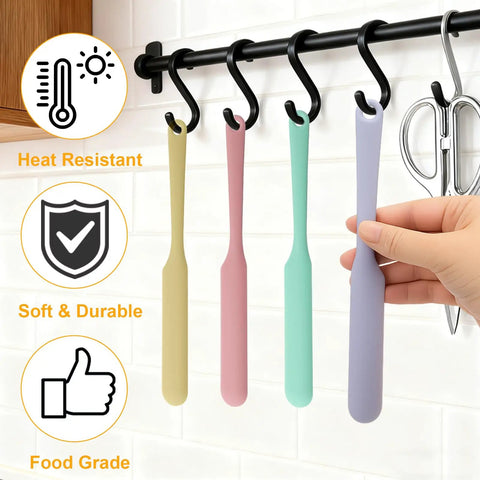 Go To Silicone Chocolate Melting Cup Set With 4 Heat Resistant Jar Spatulas hanging in kitchen