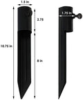 Ground Spike Garden Stakes For Outdoor Lights Set Of 2 Steel Torch Stakes Fits Poles Up To 1.25 Inches shown with dimensions.