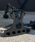Two Pack Portable Bike Repair Stands With Flip Stand For Mountain Bikes Handlebar Jacks on concrete surface
