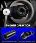 No Nonsense Pro Grade Harmonic Balancer Socket 19mm and 50mm Crank Pulley Wrench Holder Kit showing installation and smooth operation.