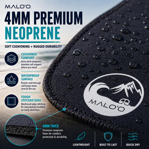4mm Neoprene Waterproof Changing Mat 36x30 Inch Portable Wetsuit Changing Pad With Mesh Storage Bag For Beach Camping Van Life And Travel Quick Dry Outdoor Mat with water droplets