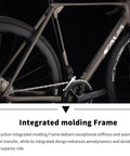 Detail of Carbon Road Bike With Ultra Light T1000 Frame, 24 Speed Shimano 105 Di2 R7170 Shifting, aerodynamic features visible