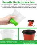 Clear 5 Inch Nursery Pots With Silicone Base for Easy Transplant, showing flexible green silicone bottom in hand for root cutting