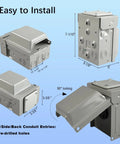 Heavy Duty NEMA L5 30R Power Outlet Box With 15 Amp Switch Weatherproof Lockable Outdoor Electrical Panel dimensions and design features.