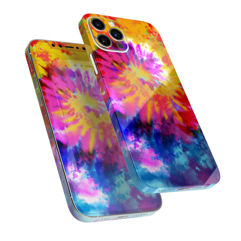 Full Body iPhone 13 Skin Wrap Kit With Spiral Tie Dye Design V8 Precision Fit Decal Air Release Adhesive For Bubble Free Application
