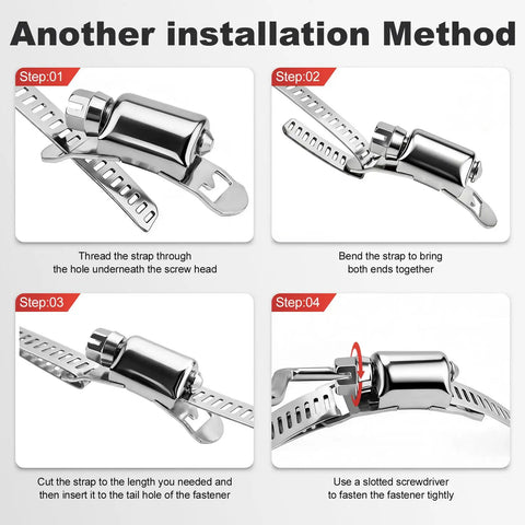 Cut To Fit Stainless Steel Hose Clamps Kit With 32.81 Ft Metal Strap And 20 Fasteners Worm Gear Drive Clamp installation steps