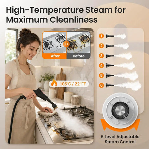 Kolerflo Handheld Steam Cleaner 2500W High Pressure Steamer For Floor Cleaning Fast 15 Sec Heat Up With 1200Ml Tank cleaning kitchens