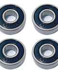 Set of four miniature sealed bearings for vacuum cleaner motors, 6.35 x 17.463 x 6.28 mm, blue seals