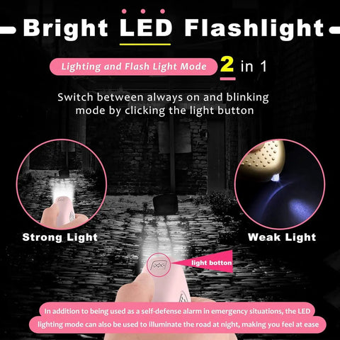 Rechargeable 130dB Personal Safety Alarm With LED Flashlight And Vibration Sensor On A Keychain For Women Men Girls Teens Students And Elderly Black Self Defense Anti Theft Anti Robbery Emergency Safety Device, black 2-in-1 flashlight modes