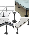 4 Pack Adjustable Floor Jacks For Leveling And Temporary Basement Support, Telescoping Post Jacks 11.6 To 16.1 Inches, Heavy Duty Steel Construction, Supports Up To 11023 Lbs, Multipurpose Jacks shown in various views including close-up and installed.