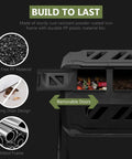 43 Gallon Black Compost Tumbler Dual Rotating Outdoor Garden Bin For Easy Batch Composting In The Backyard Durable Iron And PP Construction showing compartment and materials.