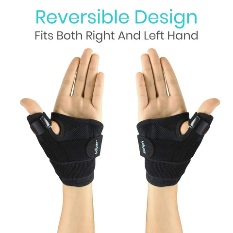 Thumb And Wrist Spica Splint Brace For Right Or Left Hand, Carpal Tunnel And Tendonitis Relief shown on both hands